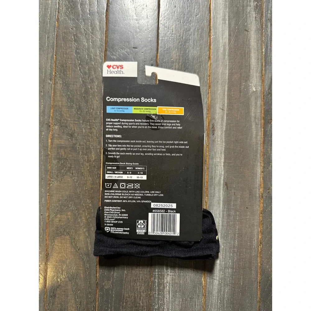 CVS Health Firm Support Compression Socks 20-30 mmHg Black L/XL Over-the-Calf